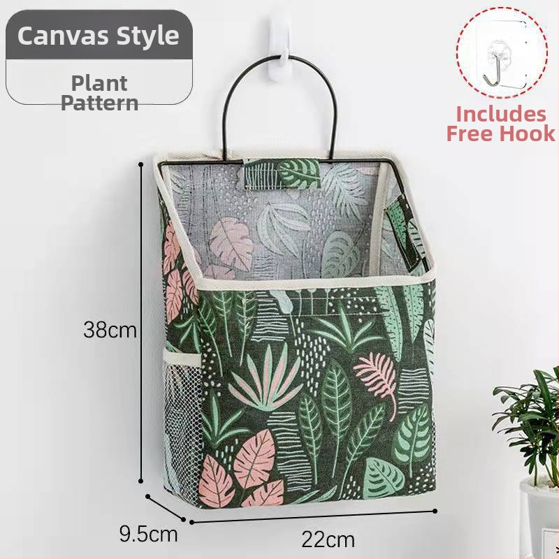 Nástenný textilný úložný organizér s jednou kapsou a šikmým otvorom, nepremokavý bavlneno-lanový materiál, viaceré použitia