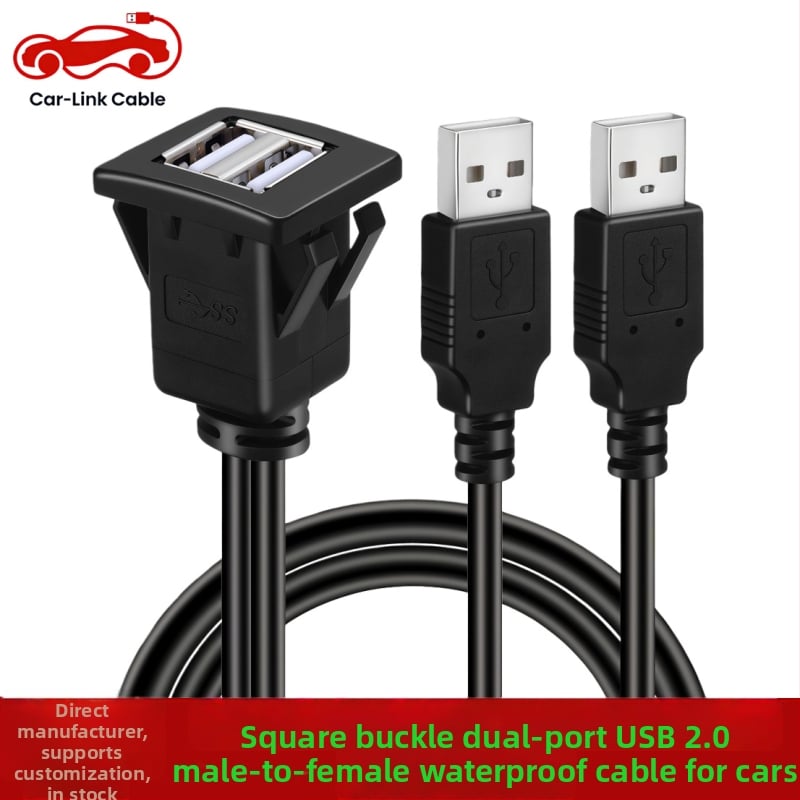 Štvorcový USB kábel so dvoma portmi USB 3.0/2.0, vodotesný pre palubnú dosku auta, lode a motocyklu