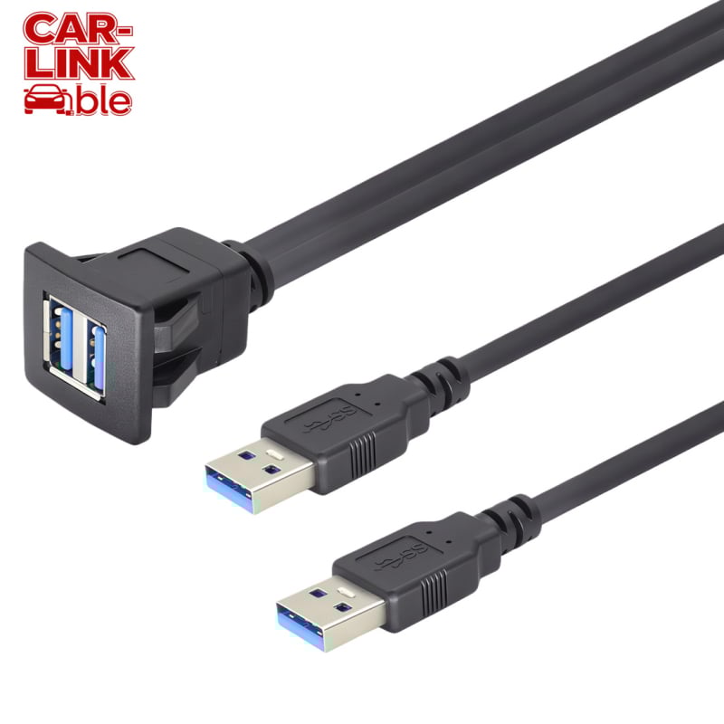 USB кабел с два порта 3.0/2.0, водоустойчив за приборни панели на автомобил, лодка и мотоциклет – 1 м дължина, USB 2.0 интерфейс