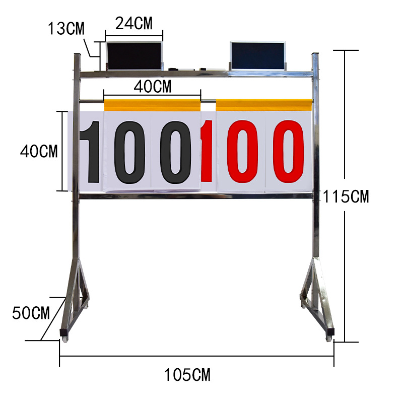 OME rozsdamentes acélból készült padlón álló scoreboard kosárlabda és futball számára flip-táblás mechanizmussal