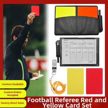 Set červených a žltých kariet rozhodcu futbalu s perom (PVC) — 500 ks, pre futbal, basketbal, badminton, volejbal; tabuľka skóre