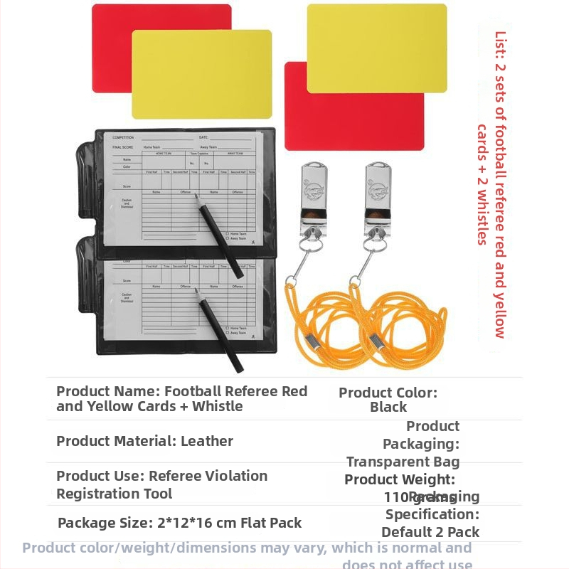 Set červených a žltých kariet rozhodcu futbalu s perom (PVC) — 500 ks, pre futbal, basketbal, badminton, volejbal; tabuľka skóre