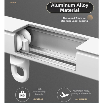 Systém koľajníc na závesy pre okno — hliníková zliatina, rozťahovateľný, tichý, dvojdráha, posúvacie kolieska
