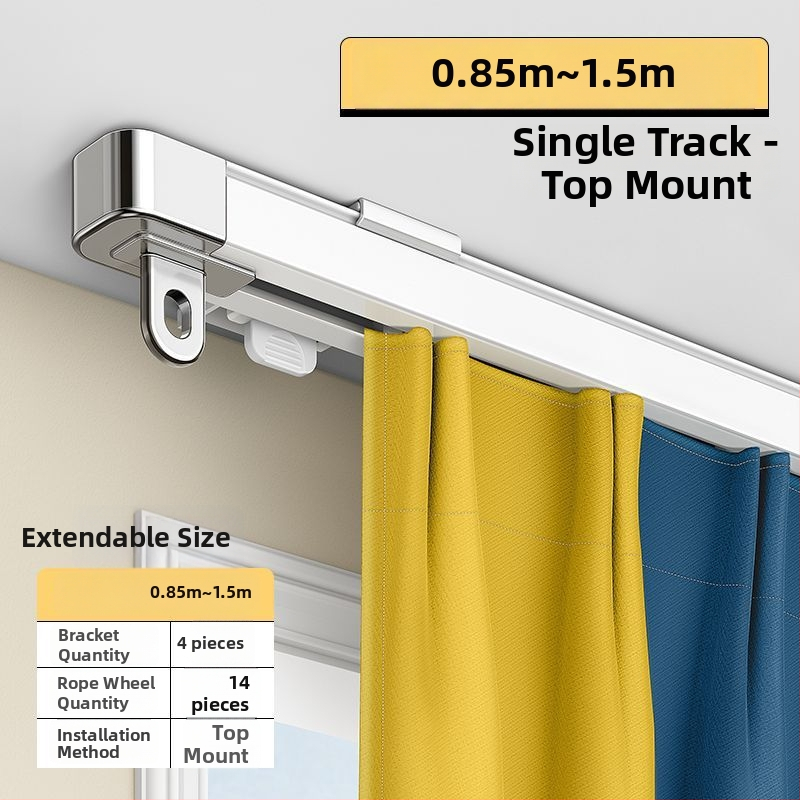 Systém koľajníc na závesy pre okno — hliníková zliatina, rozťahovateľný, tichý, dvojdráha, posúvacie kolieska