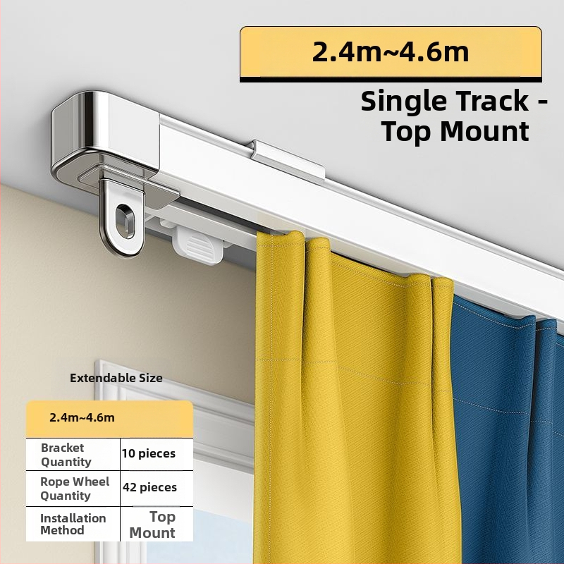 Systém koľajníc na závesy pre okno — hliníková zliatina, rozťahovateľný, tichý, dvojdráha, posúvacie kolieska