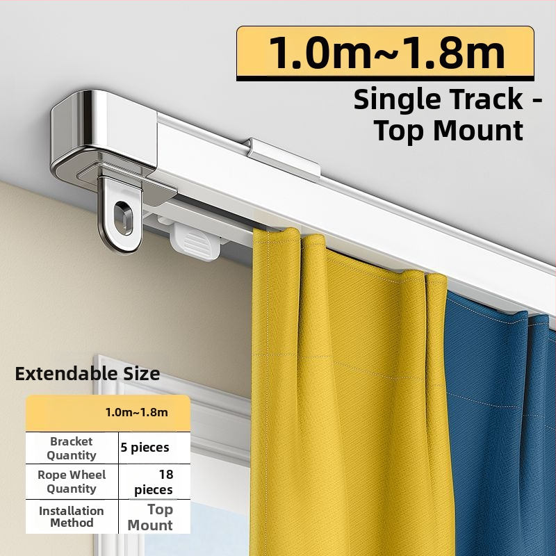 Systém koľajníc na závesy pre okno — hliníková zliatina, rozťahovateľný, tichý, dvojdráha, posúvacie kolieska
