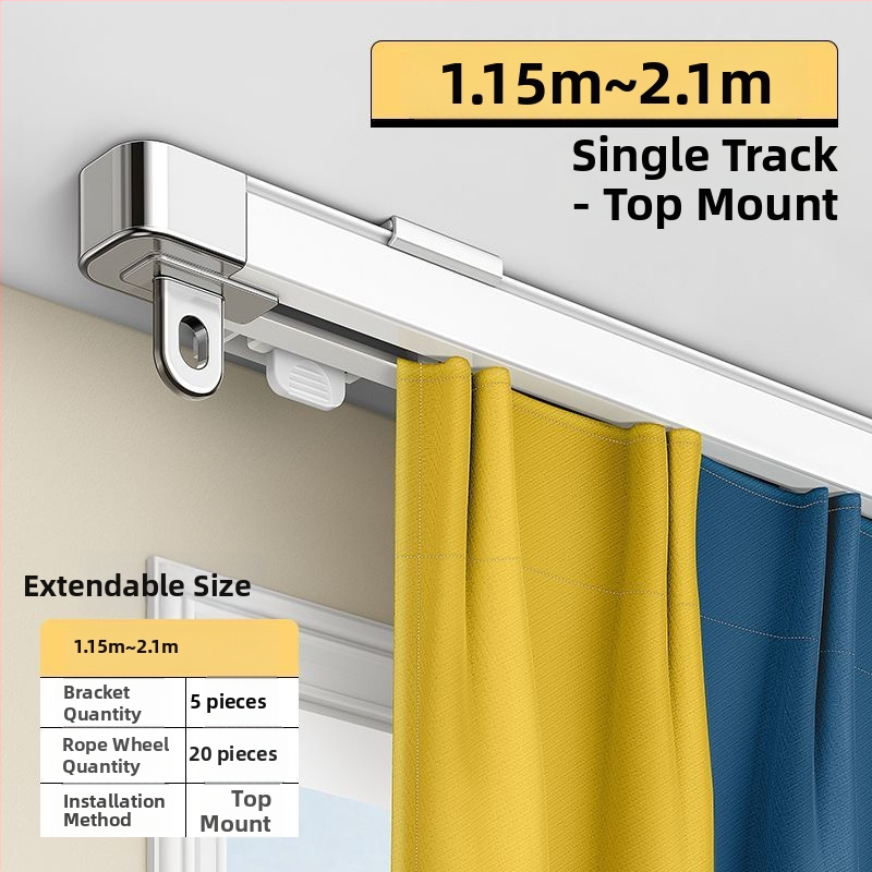 Systém koľajníc na závesy pre okno — hliníková zliatina, rozťahovateľný, tichý, dvojdráha, posúvacie kolieska