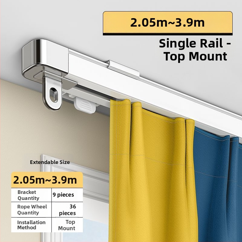 Systém koľajníc na závesy pre okno — hliníková zliatina, rozťahovateľný, tichý, dvojdráha, posúvacie kolieska