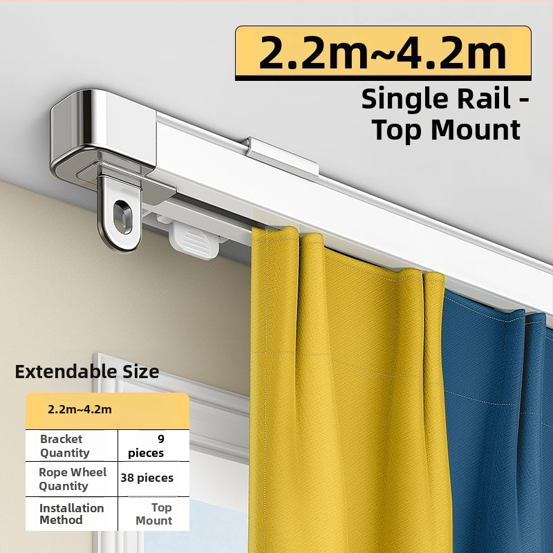 Systém koľajníc na závesy pre okno — hliníková zliatina, rozťahovateľný, tichý, dvojdráha, posúvacie kolieska