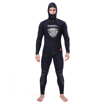 Wetsuit s dugim rukavima i kapuljačom, 5 mm neopren + najlon, za ronjenje i plivanje, odrasli muškarac, dvodijelni SLINX wetsuit
