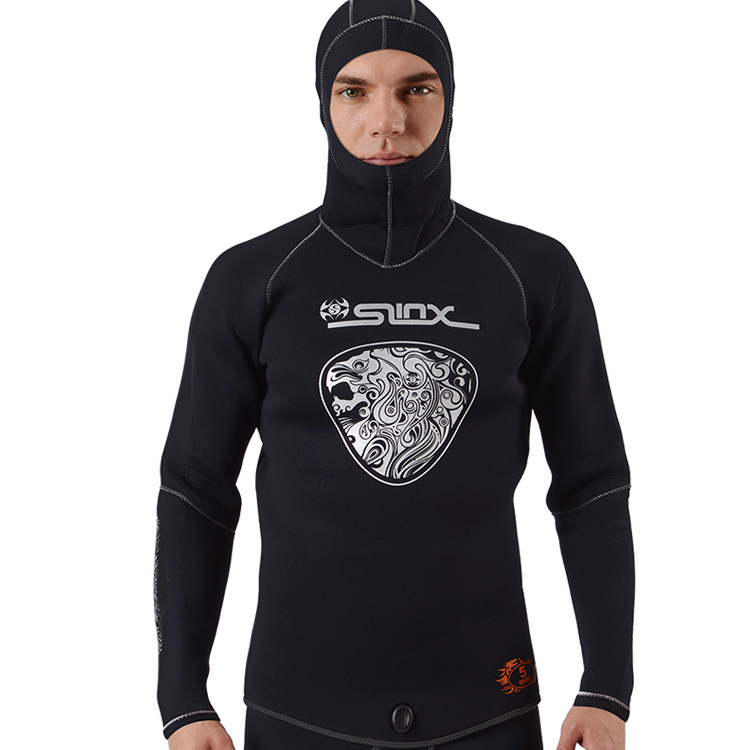 Wetsuit s dugim rukavima i kapuljačom, 5 mm neopren + najlon, za ronjenje i plivanje, odrasli muškarac, dvodijelni SLINX wetsuit