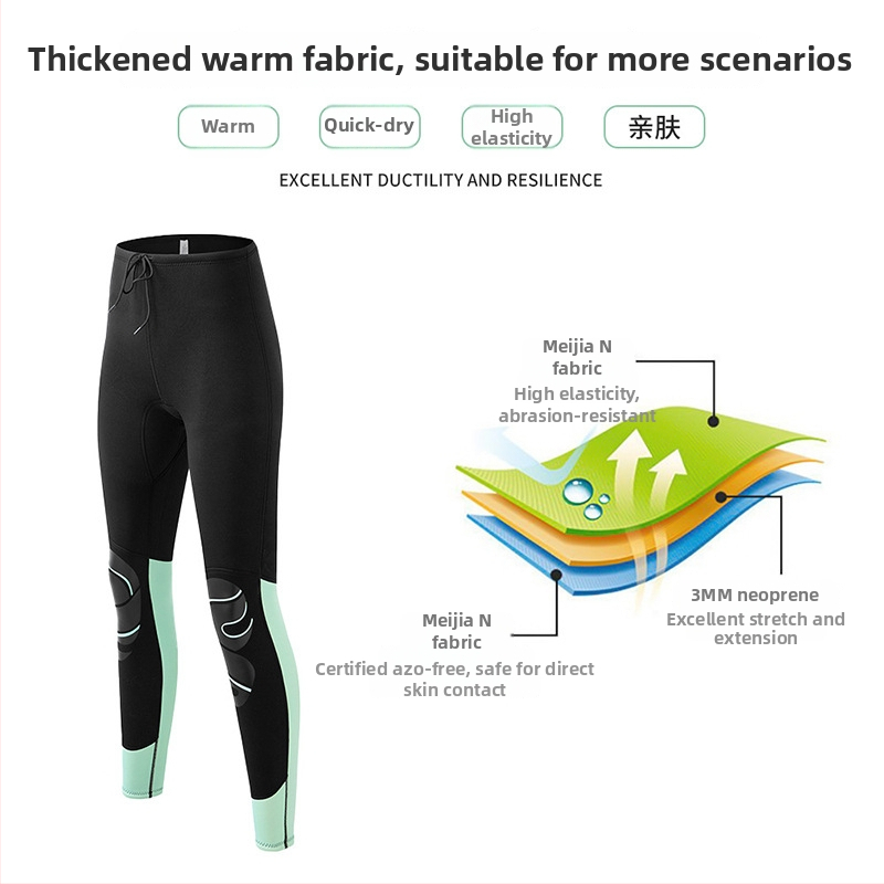 Costum de neopren pentru femei, două piese, pentru surfing și snorkeling, 3 mm neopren-nylon, uscare rapidă, model în dungi, croială slim