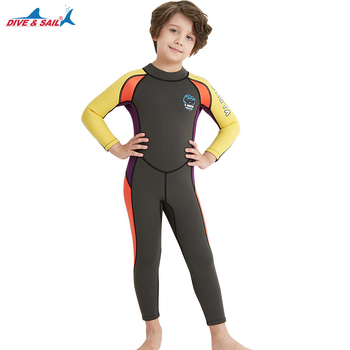 Dječji jednopojasni wetsuit za ronjenje, 2.5 mm SCR neopren + najlon, dugi rukav, cijelogodišnje grijanje za ronjenje, snorkeling i surfanje