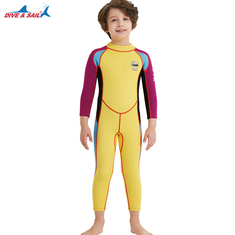 Dječji jednopojasni wetsuit za ronjenje, 2.5 mm SCR neopren + najlon, dugi rukav, cijelogodišnje grijanje za ronjenje, snorkeling i surfanje