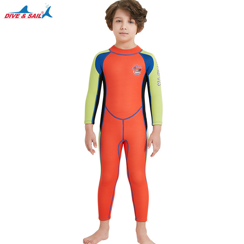 Dječji jednopojasni wetsuit za ronjenje, 2.5 mm SCR neopren + najlon, dugi rukav, cijelogodišnje grijanje za ronjenje, snorkeling i surfanje
