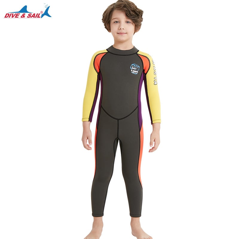 Dječji jednopojasni wetsuit za ronjenje, 2.5 mm SCR neopren + najlon, dugi rukav, cijelogodišnje grijanje za ronjenje, snorkeling i surfanje