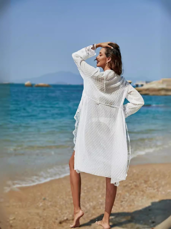 Šifonski plažni prekrivač za bikini, kardigan s dugim rukavima, zaštita od sunca