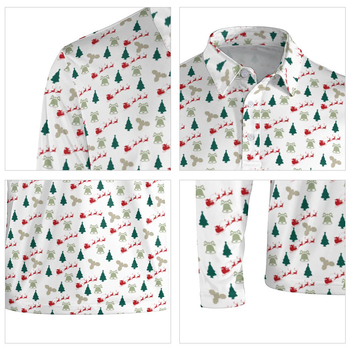 Napvédő polo hosszú ujjú, 3D fa motívum nyomtatással, lélegző és gyorsan száradó anyag