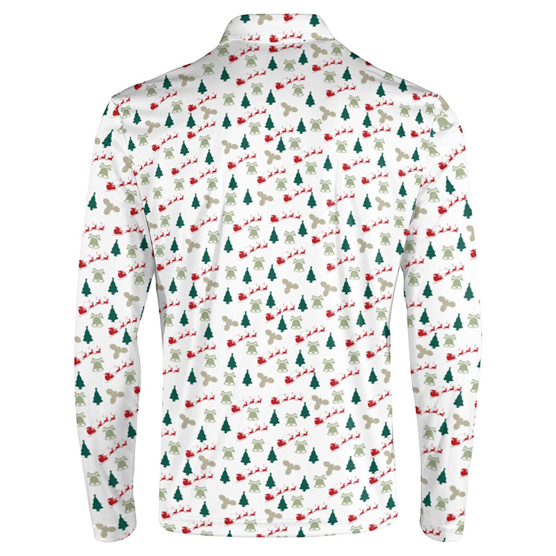 Napvédő polo hosszú ujjú, 3D fa motívum nyomtatással, lélegző és gyorsan száradó anyag