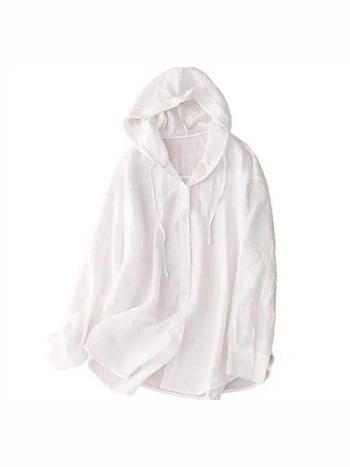 Jachetă subțire cu glugă pentru protecție solară, pentru femei (mâneci lungi, decolteu în V, poliester, subțire)