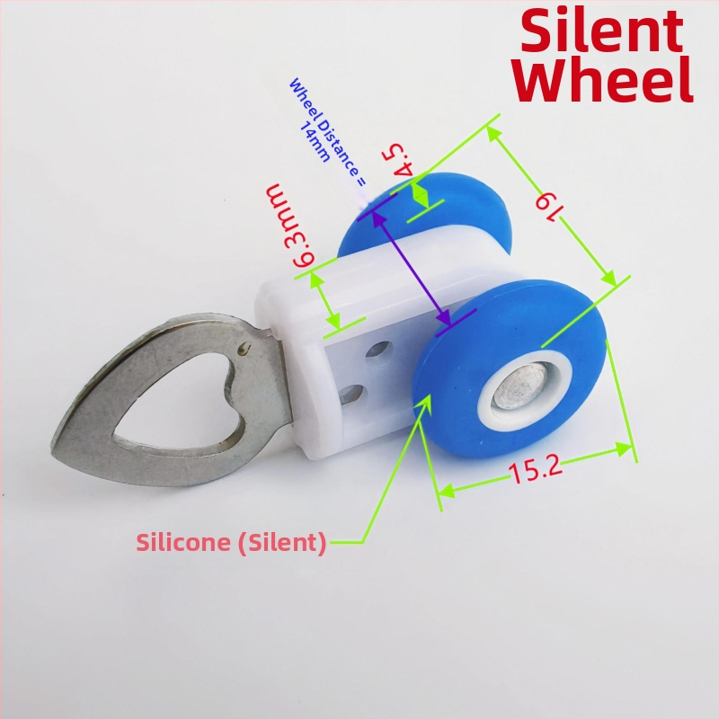 Integrovaný stropný panel s mriežkou pre systém závesu: príslušenstvo pre vodiacu koľajnicu, zliatinový ložiskový koliesok, kryt zátky a koncová zámka hlava.