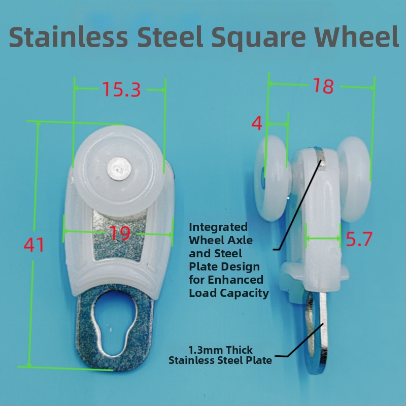 Integrovaný stropný panel s mriežkou pre systém závesu: príslušenstvo pre vodiacu koľajnicu, zliatinový ložiskový koliesok, kryt zátky a koncová zámka hlava.