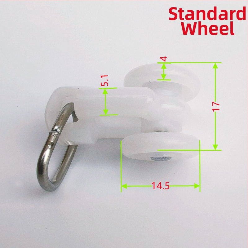 Integrovaný stropný panel s mriežkou pre systém závesu: príslušenstvo pre vodiacu koľajnicu, zliatinový ložiskový koliesok, kryt zátky a koncová zámka hlava.