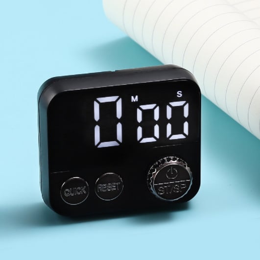 Мултифункционален въртящ се таймер с магнитна поставка, LED дисплей, хронограф (електронно движение, батерийно захранване, ABS корпус)