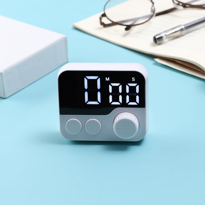 Мултифункционален въртящ се таймер с магнитна поставка, LED дисплей, хронограф (електронно движение, батерийно захранване, ABS корпус)