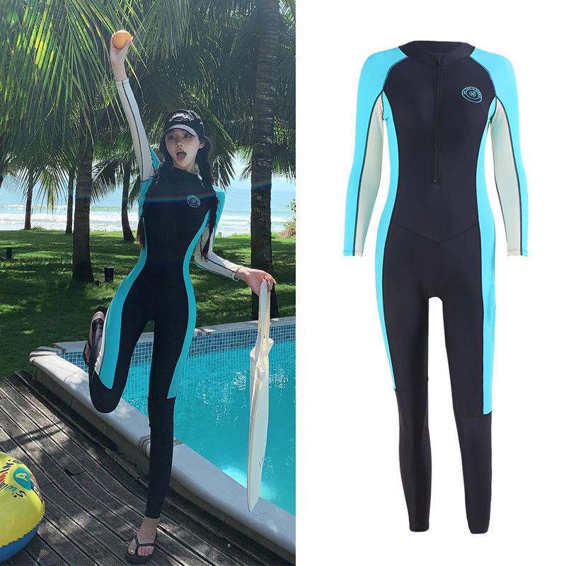 Ženski jednodijelni wetsuit s dugim rukavima i pokrivanjem trbuha, prozračan, UV zaštita, za surfanje, ronjenje i druge vodene sportove