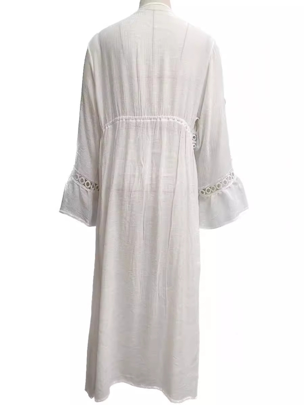 Dug cardigan s kružnom čipkom za zaštitu od sunca, plaža pokrivalo; mješavina pamuka i poliestera 50-70% pamuk, 30-50% polyester; slobodan kroj; duljina 80-100 cm; rukav ¾; prednje vezanje; Ljeto 2024