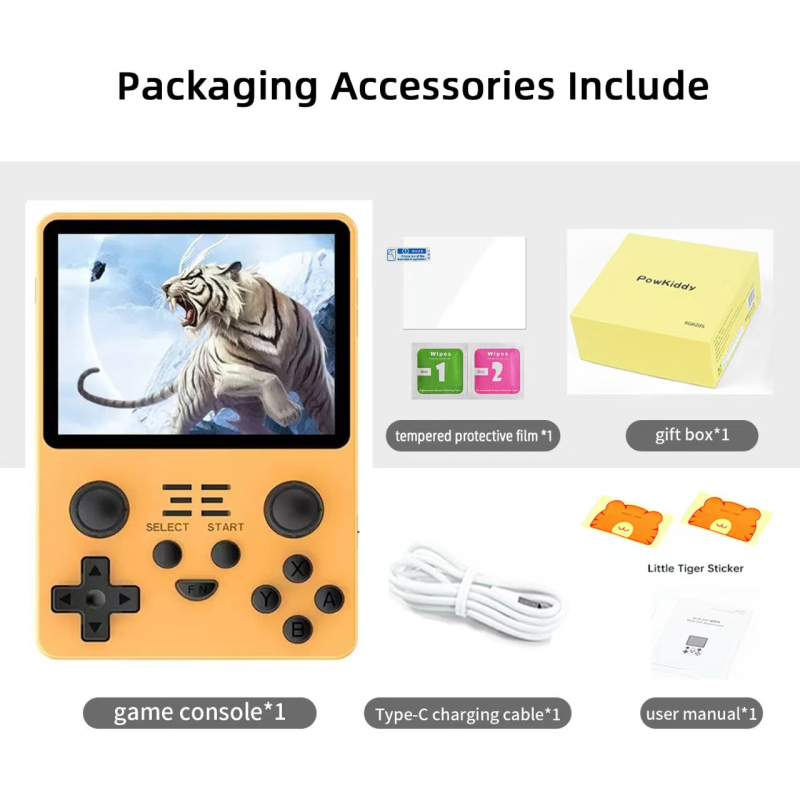 POWKIDDY φορητή κονσόλα παιχνιδιών με Linux OS, μνήμη 1GB/64GB/128GB/256GB, USB διεπαφή και 3,5 mm υποδοχή ήχου
