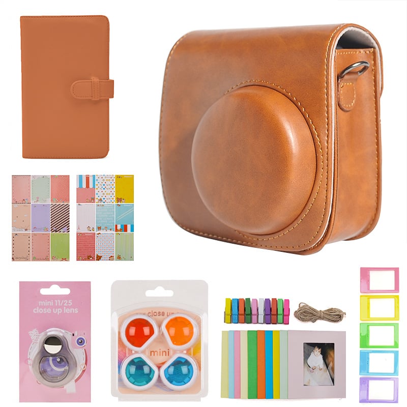 Set de geantă pentru cameră Mini 11 – Material PU, căptușeală din microfibră, cataramă magnetică, set de 7 piese, compatibil cu Mini 11, greutate 1 kg