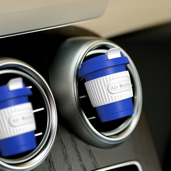 Automobilski difuzor zraka s klipom za izlaz zraka — serija šalice kave, ABS + silikon gel, 10–20 ml, narančasto cvjetni miris, trajanje isparavanja 16–30 dana