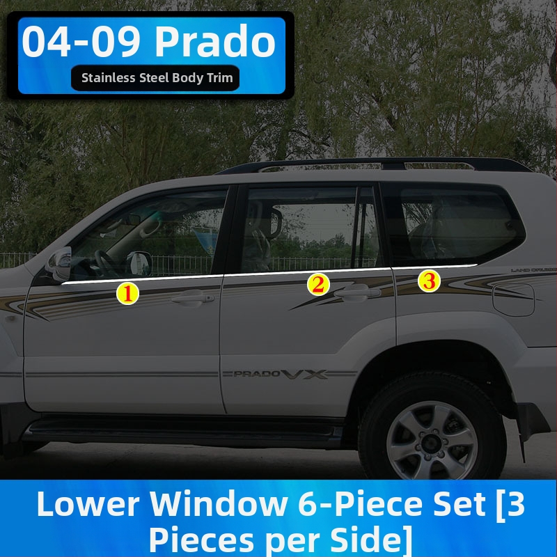 Okenné lišty pre Toyota Prado/Land Cruiser (2004–2020) – dekoratívne samolepky na karosériu