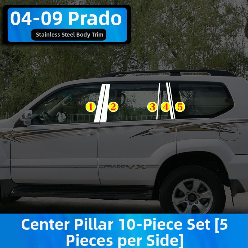 Okenné lišty pre Toyota Prado/Land Cruiser (2004–2020) – dekoratívne samolepky na karosériu