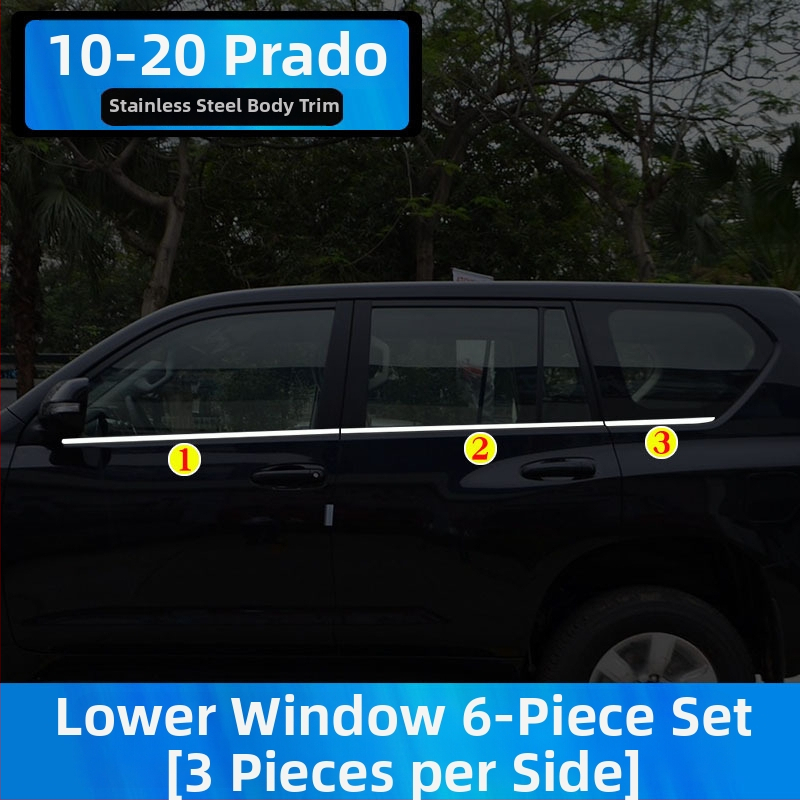 Okenné lišty pre Toyota Prado/Land Cruiser (2004–2020) – dekoratívne samolepky na karosériu