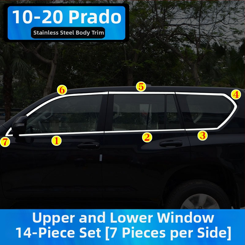 Okenné lišty pre Toyota Prado/Land Cruiser (2004–2020) – dekoratívne samolepky na karosériu