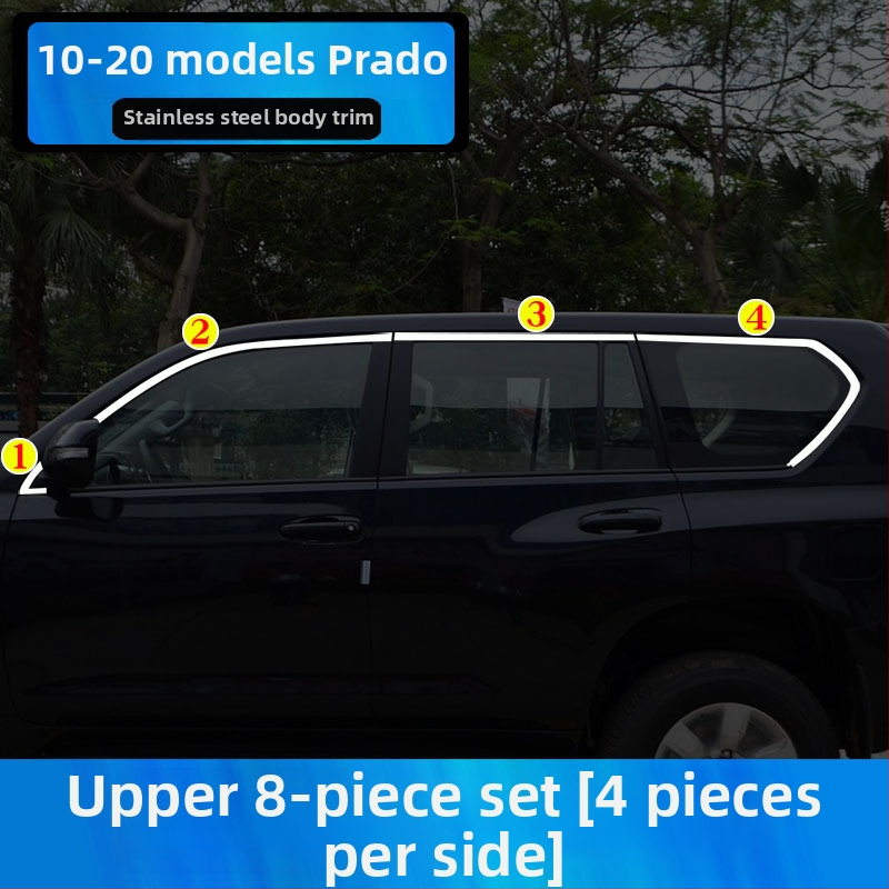 Okenné lišty pre Toyota Prado/Land Cruiser (2004–2020) – dekoratívne samolepky na karosériu