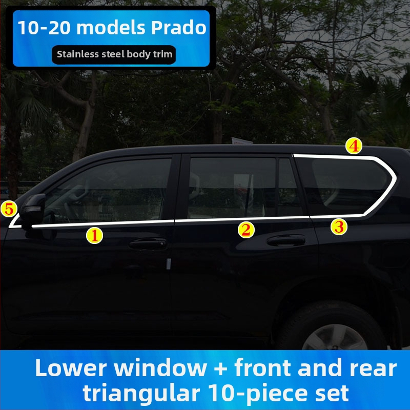 Okenné lišty pre Toyota Prado/Land Cruiser (2004–2020) – dekoratívne samolepky na karosériu