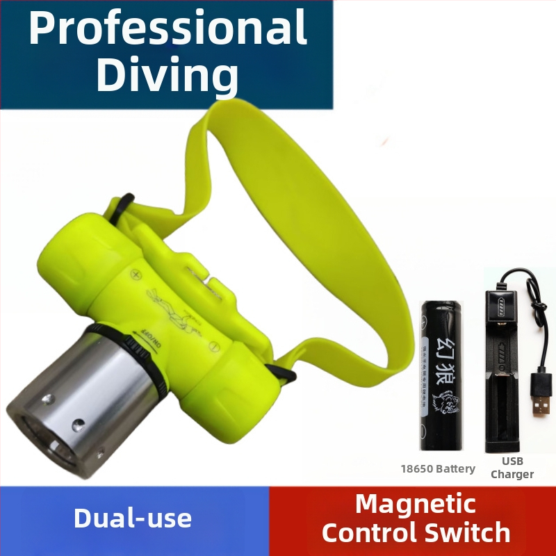 Potápačská čelovka – vodotesná, dobíjateľná, ultra jasný podvodný svetelný zdroj pre hlboké potápanie