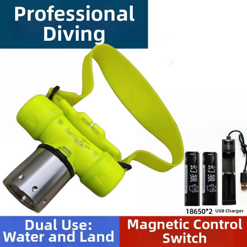 Potápačská čelovka – vodotesná, dobíjateľná, ultra jasný podvodný svetelný zdroj pre hlboké potápanie