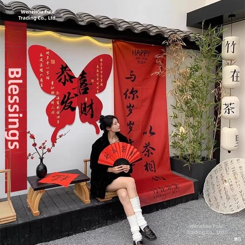 Fun Katalógový štýl dekorácií na Nový rok a Jarný festival, foto rekvizity pre Rok Koňa s požehnaním, model 6699989678M8HT