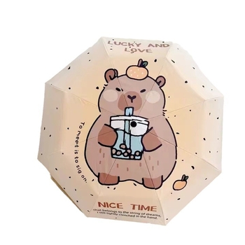 Vinil 190T anyagú napernyő, összecsukható, 8 acél bordázat, automata nyitás, félautomata zárás, UPF > 30