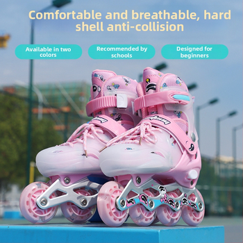 Dječje inline patike, unisex, podesive, jednosredne PU kotači, treperava svjetla
