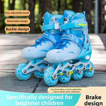 Dječje inline patike, unisex, podesive, jednosredne PU kotači, treperava svjetla