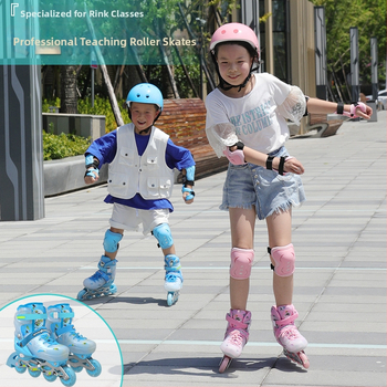 Dječje inline patike, unisex, podesive, jednosredne PU kotači, treperava svjetla