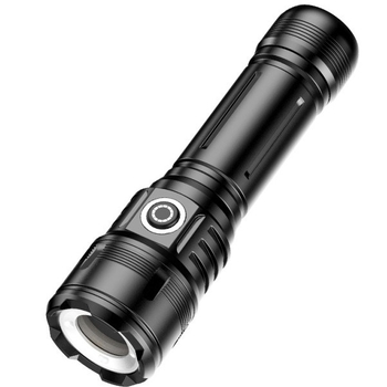 Višenamjenska taktika baterijska svjetiljka s optičkim zumom i funkcijom banke energije – vodootporna, 10W LED, domet 100–200 m, 21700 3000 mAh baterija, uključeno punjenje