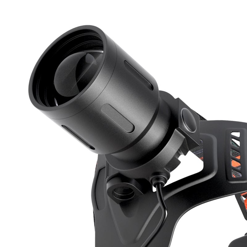 LED челна лампа за глава, ABS+алуминиева сплав, 2x18650 батерии, зарядна, LED осветление, обхват над 500 м