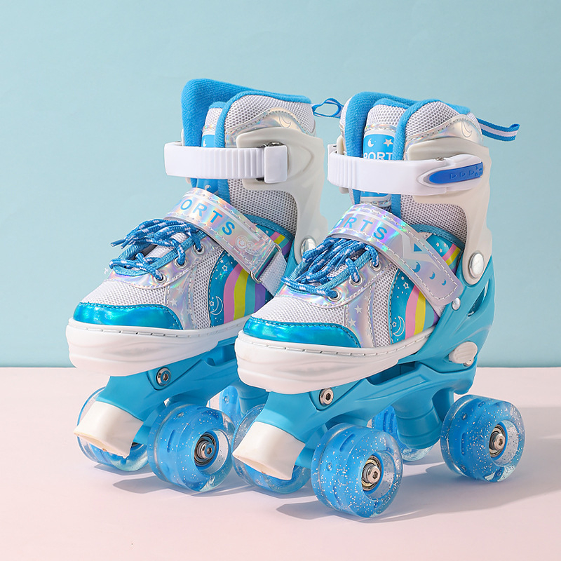 Gyerek görkorcsolya kezdőknek – fiúk és lányok számára, négy kerék, dupla sor, PVC felsőrész, talp 20213
